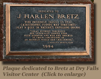 Marker honoring Bretz at Dry Falls State Park