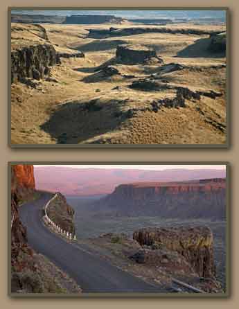 Examples of Ice Age Flood channels: Drumheller Channels and Frenchman Coulee.