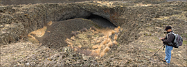 Geologist/Author Bruce Bjornstad uses GPS to record location of pothole near Lake Lenore.