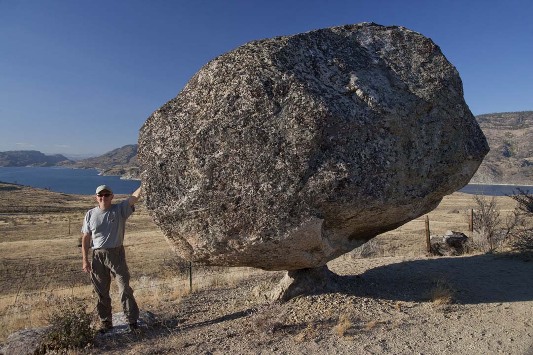 Omak Rock, huge granite boulder moved by glaicial ice during the Pleistocen...