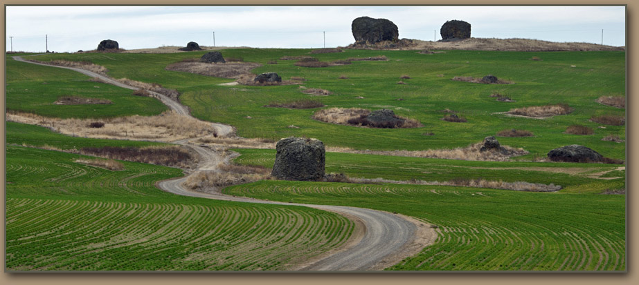 Farming around glacial debris.